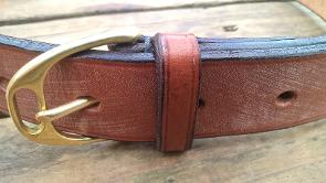 Minster handmade leather belt with imitation stirrup buckle